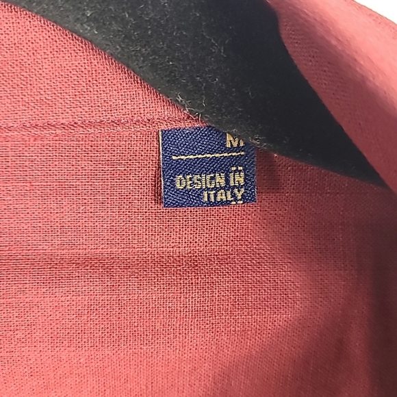 NEW Flex Mens Luxury Collection Designed in Italy Short Sleeve Red Shirt Sz M - Picture 4 of 8